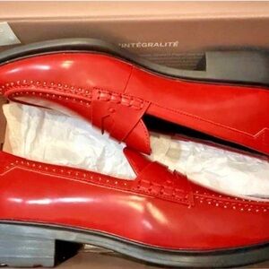 Franco Sarto Red Leather Loafers NIB Wms size 8